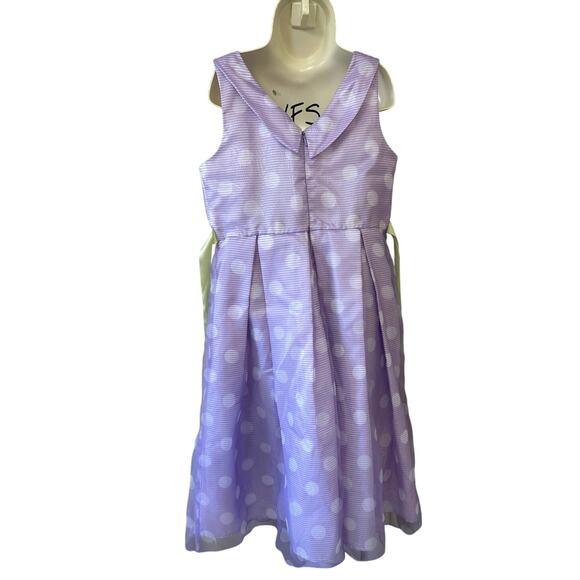Girls “Place” Spring Lavender Dress Sleeveless Wht Polkadot Long Sz 10 - Picture 5 of 6